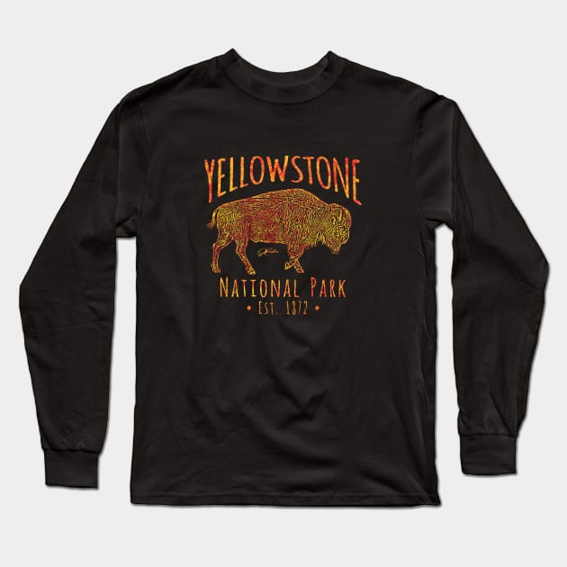 Yellowstone National Park Walking Bison Long Sleeve T-Shirt by jcombs